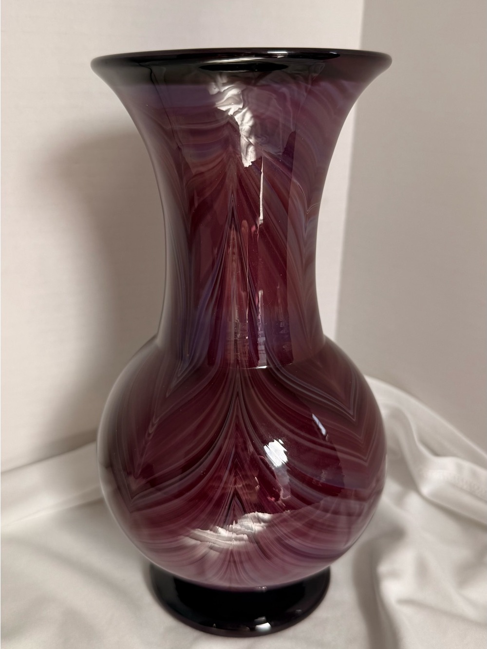 Vtg Terra Studios Pulled Feather Signed ArtGlass Hand Blown  10" Vase Stunning